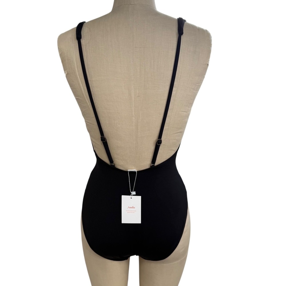 NEW Andie Sardinia One Piece Swimsuit  Size M Black Plunge V-Neck Adjustable - Picture 5 of 9